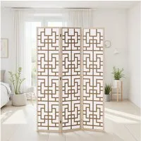 Homestyle4u Paravent Raumteiler Indoor Holz Shoji Trennwand Natur Sichtschutz faltbar (3-teilig), Braun, faltbar