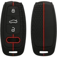 kwmobile Schlüsseltasche Autoschlüssel Silikon Hülle für Audi A6 A7 A8 Q7 Q8 3-Tasten (1-tlg), Schlüsselhülle aus Silikon - in Schwarz Rot