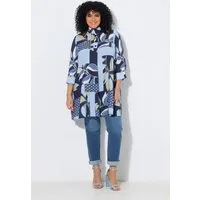 Ulla Popken Tunika Tunika Patch-Muster A-Linie Stehkragen 3/4-Arm