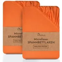 NatureMark Spannbettlaken 2er-Set Mikrofaser Spannbetttuch, Polyester, Gummizug: rundum, (2 Stück), Terrakotta)