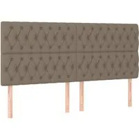vidaXL Bett Kopfteil Taupe 200 x 7 x 118/128 cm Stoff (1-tlg)