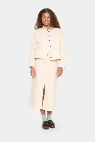 Jeansjacke Lockere Passform Creme