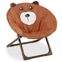 relaxdays Campingstuhl Faltbarer Moonchair für Kinder, Bär