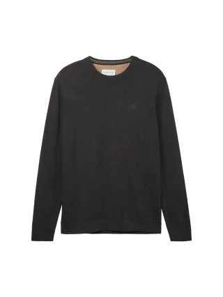Tom Tailor - Strickpullover aus Baumwolle black grey melange - Gr. - M