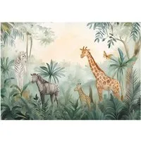 Wallarena Fototapete Tiere Wald - Mehrfarbig - Kinder - Vlies - Schlafzimmer, glatt, (7 St), 350x250cm