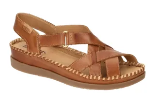 Pikolinos Damen Sandale W8K-0741 brandy CADAQUES braun Klettverschluss Gummis...