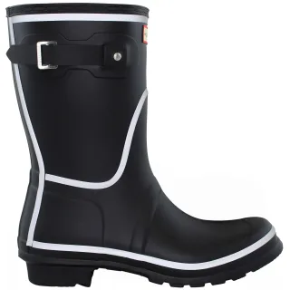 Hunter Kurze Reflektierende Umriss Damen Schwarze Gummistiefel