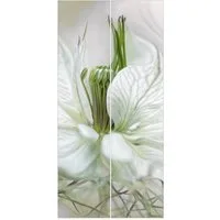 Bilderdepot24 Schiebegardine modern Flächenvorhang blickdicht Weiße Nigella (2 St), halbtransparent, Wohnzimmer große Flächengardine lichtdurchlässig als Klemm-System