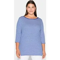 Sheego T-Shirt 3/4-Arm-Shirt 3/4-Arm aus Rippware mit garngefärbten Ringeln