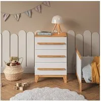 VitaliSpa® Kommode Malia, Weiß/Artisan, 60 x 88 cm mit 3 Schubladen (1 St)