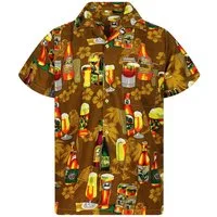 King Kameha Hawaiihemd "Beerbottle" Funky Hawaii-Hemd Herren Kurzarm Front-Tasche Stylish