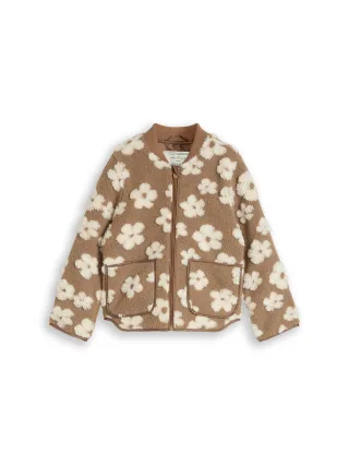 tom tailor kids - Teddy Bomberjacke mit Blumenmuster brown teddy flower artwork - Gr. - 134