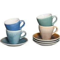 CreaTable Espressotasse Caldera Mix, Espresso-Set, 8-tlg., 8-tlg., Steinzeug, Reaktivglasur