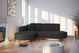 Ecksofa Designersofa VALENCIA XS in Stoff Noel Grafit Ottomane Links