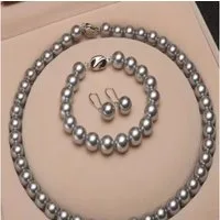 ROUGEMONT Perlenketten-Set Damen Perlenkette Halskette +Ohrringe + Armband 925 Sterling Silber