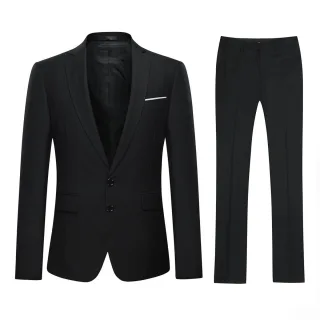 2-teiliger Slim Fit-Anzug für Herren in Schwarz mit zwei Knöpfen