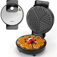 Aigostar Waffeleisen für 5 Herz-Waffeln, 1000W, Antihaft-Platten, Einstellbarer Temperatur, 1000 W, LED-Anzeige, Cool-Touch-Griff, kompaktes Edelstahl-Design, BPA frei