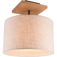 TRIO Leuchten LED Deckenleuchte, Dimmfunktion, LED wechselbar, Warmweiß, Holz-lampe Lampenschirme Stoff-lampe rund über-n Esstisch Beige, Ø35cm