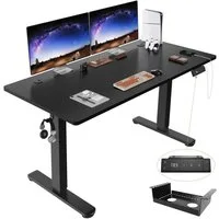 HOMALL Schreibtisch Höhenverstellbarer Schreibtisch mit 3 Höhen-Speicherfunktionen (Mehrere GrdBen 120/140/160/180/200 cm mit 1 USB-Ladanschlus Tischplate mit einerTiefe von 80 cm Der Tisch besteht aus ver Tischplaten)