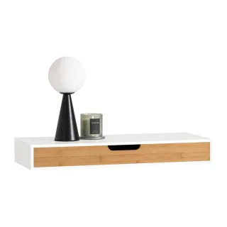 SoBuy Wandregal, Weiß, Natur, Holzwerkstoff, 60x8x25 cm, Wohnzimmer, Regale, Wandregale