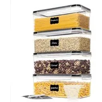 Refined Living Vorratsdose 3.2L Vorratsdosen mit Deckel 4er Set,Frischhaltedose, Aufbewahrungsbox, BPA-freier, bruchsicherer Kunststoff, (Frischhaltedose, Spaghetti Aufbewahrung Pasta Vorratsbehälter, Aufbewahrungsbox Küche, Aufbewahrungsdosen Set, K