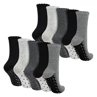 10 Paar Damen Socken mit Spitzen-Effekt - Weiche Baumwoll-Socken für den Alltag