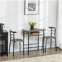 HOMCOM Essgruppe Esstisch mit 2 Stühlen, (Tischgruppe, 3-tlg., Küchentisch-Set), für Küche, Metall, Schwarz