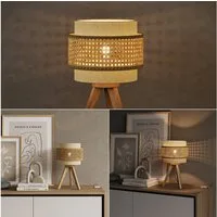 Vicco Nachttischlampe Morten, Rattan/Creme, 26 x 45 cm mit Standfuß
