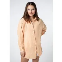 SUBLEVEL Langarmbluse Damen Musselinbluse langarm mit Kentkragen Oversizebluse aus Baumwolle