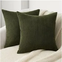 Topfinel Kissenbezug gestreiftes Muster,2er Set Kissenhülle Dekokissen Kissenbezug, Kordsamt 40x40 Sofakissen Couchkissen Zierkissenbezug Dekokissen