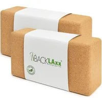 BACKLAxx® Yogablock aus 100% Kork - Yogaklotz, Yoga Block, Zubehör, (für Yoga & Pilates, 2-tlg., 22 x 12 x 7,5 cm), antibakteriell, hautfreundlich & langelebig