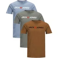 Jack & Jones Print-Shirt Bequemes Slimfit Shirt (Spar-Set, 3er-Pack) in Unifarbe mit Print