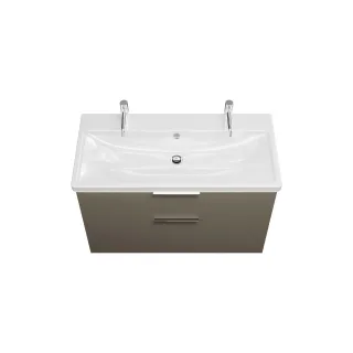 Burgbad Keramik Waschtisch-Set Eqio Grau Hochglanz/Alpinweiss, SEZB103F2010C0001 SEZB103F2010C0001