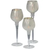 BOLTZE GRUPPE GmbH Teelichthalter Windlicht Manou Glas lackiert silber matt 3er Set Deko Glas