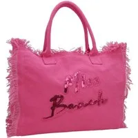 Miss Beach Strandtasche - Badetasche mit Reißverschluss - Canvas Shopper Urlaub Groß 29 Liter, Paillettenprint