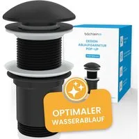 Bächlein Ablaufgarnitur Design Pop Up - mit optimiertem Wasserablauf Werkzeugloser Einbau - Click Clack Funktion