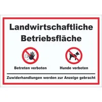 HB-Druck Hinweisschild Landwirtschaftliche Betriebsfläche Betreten und Hunde verboten Schild, wetterfest, stabil, UV-beständig, kratzfest