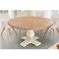 riess-ambiente Esstisch HAMPTONS 140cm hellbraun / creme - recycelte Pinie, Massivholz, rund (Einzelartikel, 1-St), Esstisch mit 6 Sitzplätzen - ideal für Küche, Wohn- und Esszimmer