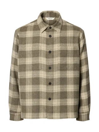 Selected - Kariertes Overshirt beige/grau - Gr. - XL