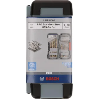 Bosch PRO 18-tlg. Toughbox-Metallbohrer-Set, HSS-Co, DIN 338, 135°, 1–10 mm - 2607017047