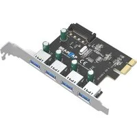 BRAINZAP USB PCIe Erweiterungskarte Modulkarte PCI-Express zu USB Typ A, 4x USB 3.2 Gen1/3.0, PCI-Express 3.0 x1
