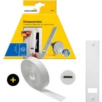 SCHELLENBERG Einlass-Gurtwickler inkl. Abdeckplatte, Gurtführung, Rollladengurt grau oder weiß, Set, 1-tlg., Unterputz Gurtwickler 21,5 cm Lochabstand für das Rollladensystem Maxi