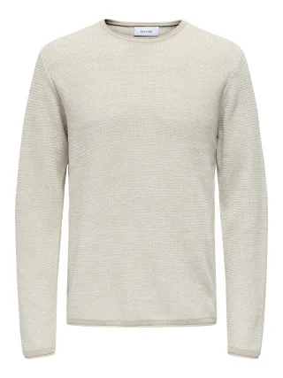 ONLY&SONS - ONSERIC REG 12 STRUC CREW KNIT NOOS Silver Lining - Gr. - L