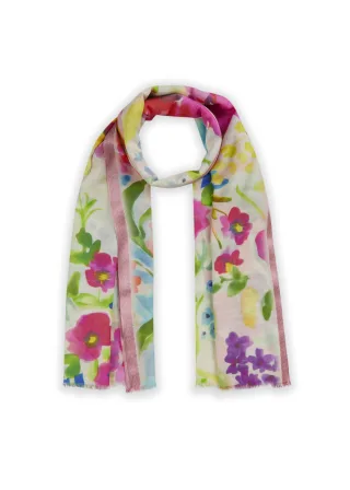 Feiner Schal aus Baumwoll-Modal-Mix mit Blumen-Muster pink - Gr. - one size