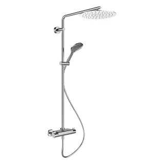 LAUFEN Thermostatisches Duschsystem Vivid mit Ablage, Brausenarm Kopfbrause ø 300 mm, chrom HF905452100630