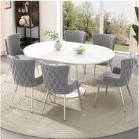 Flieks Esszimmerstuhl (Set, 6 St), 6er Set Polsterstühle Küchenstühle Samt Wohnzimmer Metallbeine