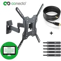 conecto TV-Wandhalterung TV Wandhalter für LCD LED Fernseher & Monitor, (bis 55 Zoll, inklusive HDMI-Kabel und Klett-Kabelbinder, neigbar, schwenkbar)