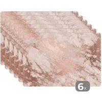 MuchoWow Platzset Marmor - Rosa - Luxus - Marmoroptik/print - Glitzer - Design, (6-St), Platzsets, Tischset, Abwaschbar, Tischsets, Platzdeckchen