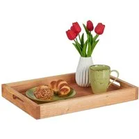 relaxdays Tablett Serviertablett aus Walnussholz, Holz