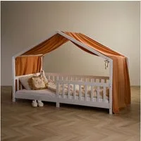 IDIMEX Betthimmel LIAN, Betthimmel Hausbett Deko, Musselin Baldachin aus 100% Baumwolle orange